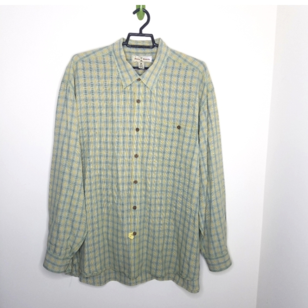 Tommy Bahama Plaid Button Down Polo Shirt XXL 2XL